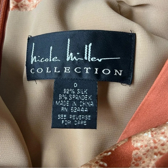 Nicole Miller Bodycon Ruched Dress Silk Baroque Vintage 90's Greek Goddess SZ 0 - Picture 16 of 16